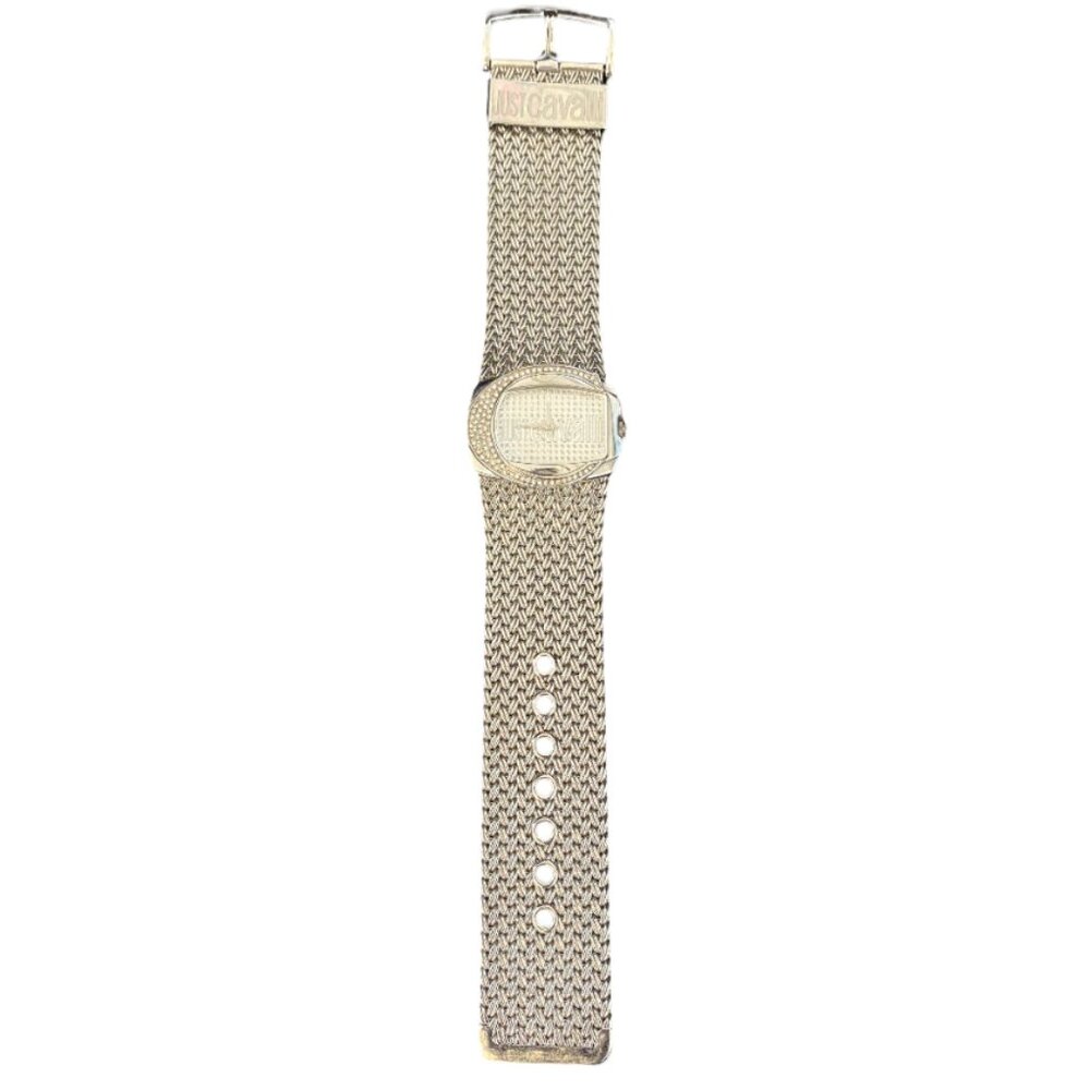 Just Cavalli Silver Plated Womens Bracelet Wristwatch, Swarovski C-shaped bezel